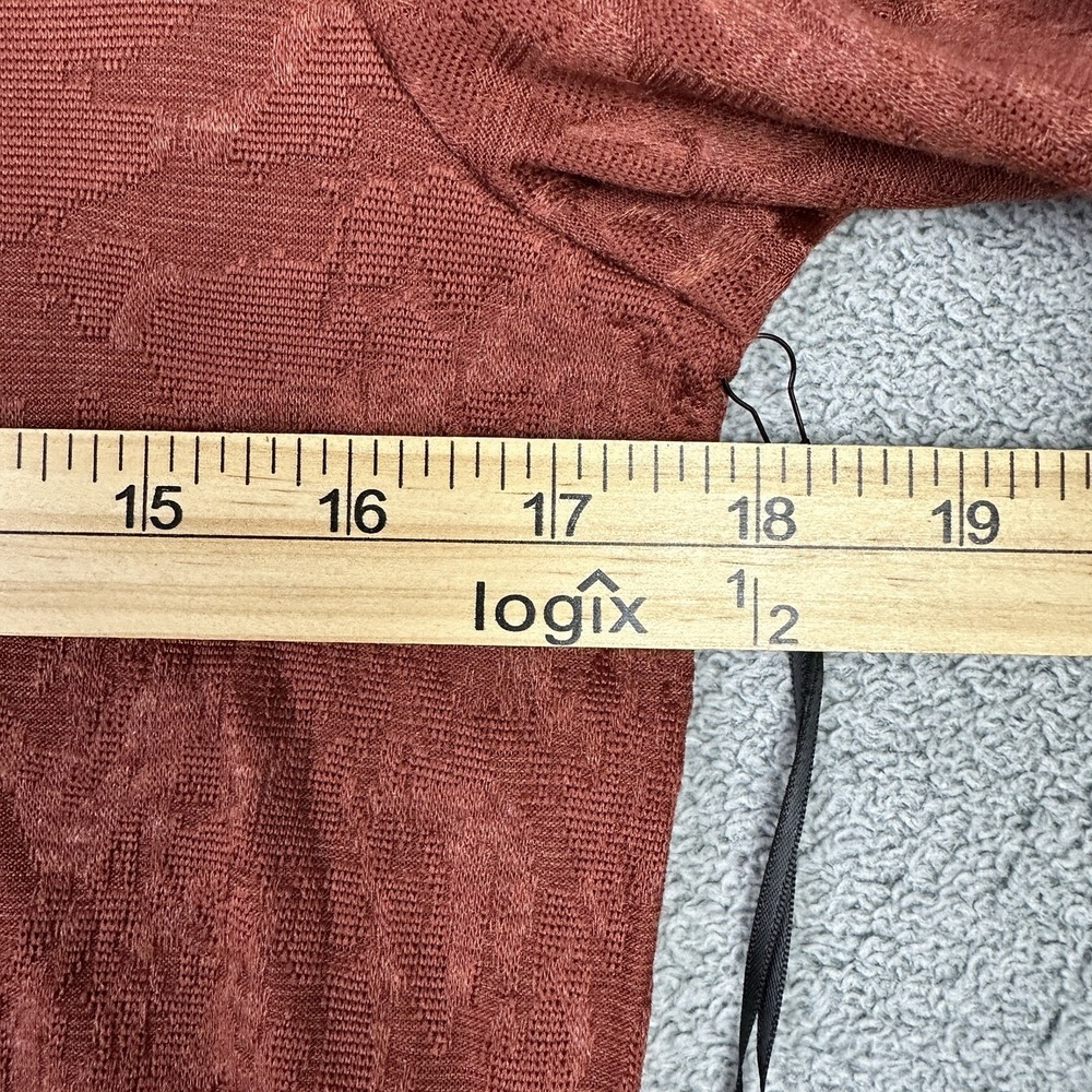 Simply Vera Vera Wang Shirt Women XS Rust Textured Crewneck Top Soft Stretch New - Picture 7 of 10